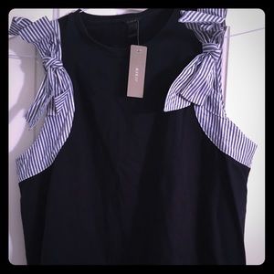 Jcrew navy sleeveless bow top NWT sz M